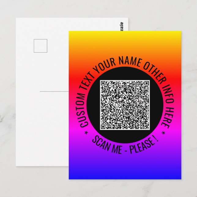 Cartão Postal Sua verificação de código QR e sua placa de texto  (Frente/Verso)