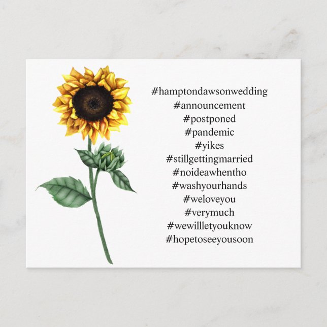 Cartão Postal Suas 12 Hashtags Mais Importantes, Sunflower Adiou (Frente)