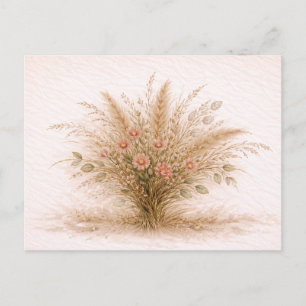 Cartão Postal Suave Flor de Campo Selvagem Grama Pampas Botânica