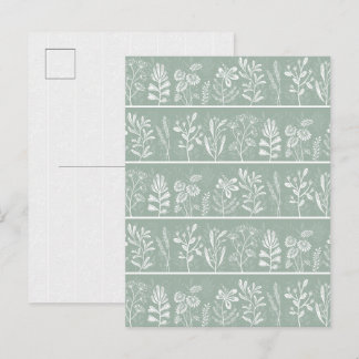 Cartão Postal Suave Verde Salvia Imaginary Herbário Botânico