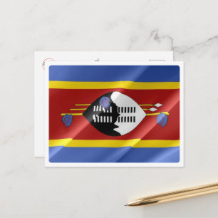 Cartão Postal Suazilândia - Bandeira Acenando -