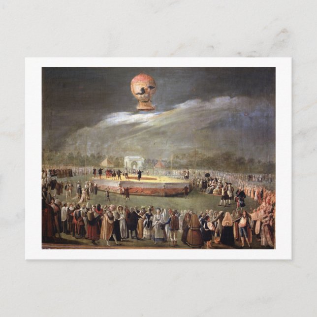Cartão Postal Subida do Balão nos Jardins de Aranjuez, c.1783 (Frente)