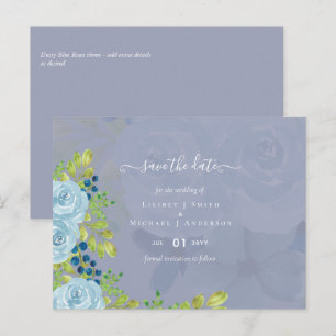 Cartão Postal Sublime DUSTY BLUE Floral Wedding Suite