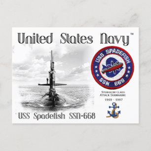 CARTÃO POSTAL SUBMARINA SSN-668 ESPANHOL USS