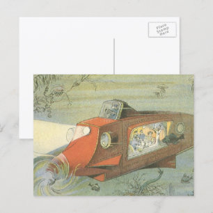 Cartão Postal Submarino Steampunk de Ficção Científica Vintage n