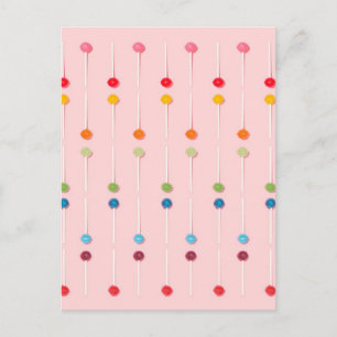 Cartão Postal Suckers Lollypop Candy Rainbow