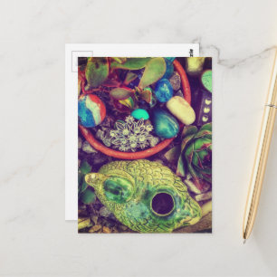 Cartão Postal Suculentas e Arte de Jardim Fofa