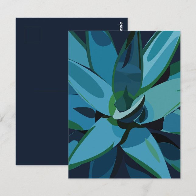 Cartão Postal Sucultivos De Cactus Agave Azul (Frente/Verso)