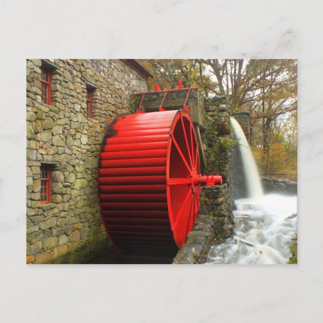 Cartão Postal Sudbury Grist Mill Water Wheel (Frente)