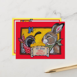 Cartão Postal Sudoeste do Novo México Rabbit Quail Desert Souven