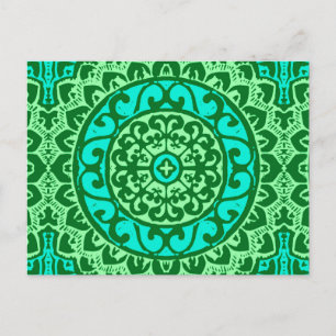 Cartão Postal Sudoeste do Sol Mandala Batik, Verde limão
