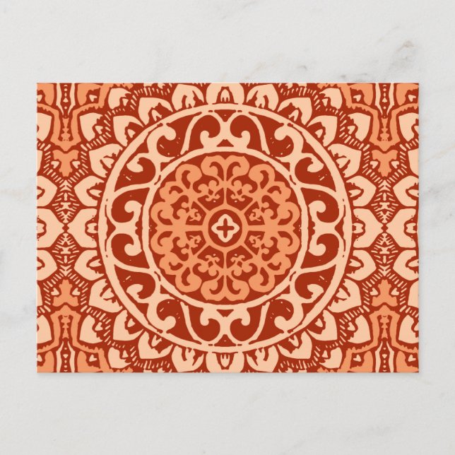 Cartão Postal Sudoeste Sun Mandala Batik, Coral Orange (Frente)