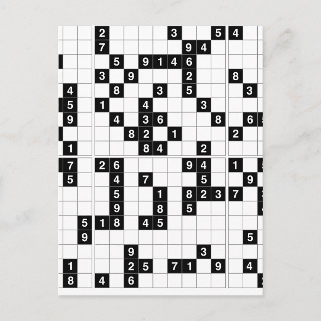 Cartão Postal sudoku branco preto (Frente)