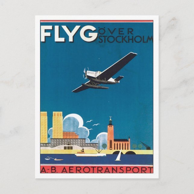 Cartão Postal Suecia de FLYG Éstocolmo (Frente)
