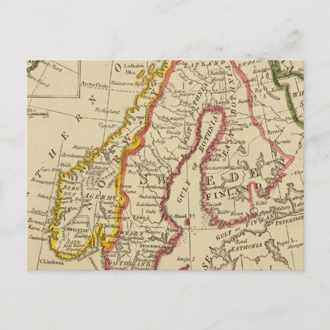 Cartão Postal Suecia, Dinamarca, Noruega, Finlândia, Islândia (Frente)