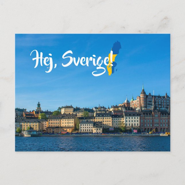 Cartão Postal Suecia Estocolmo Hej Sverige Pós-cruzamento (Frente)