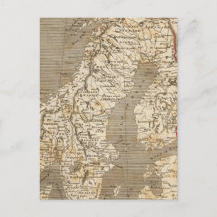 Cartão Postal Suecia, Mapa da Noruega por Arrowsmith