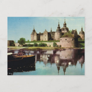 Cartão Postal Suecia Vintage, castelo medieval Kalmar,