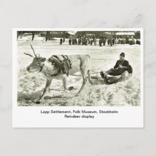 Cartão Postal Suecia Vintage, Lapp Settlement, Museu Folk,