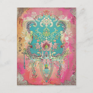 Cartão Postal Sueco de Arte Folclórica Vintage Etnia Escandinava