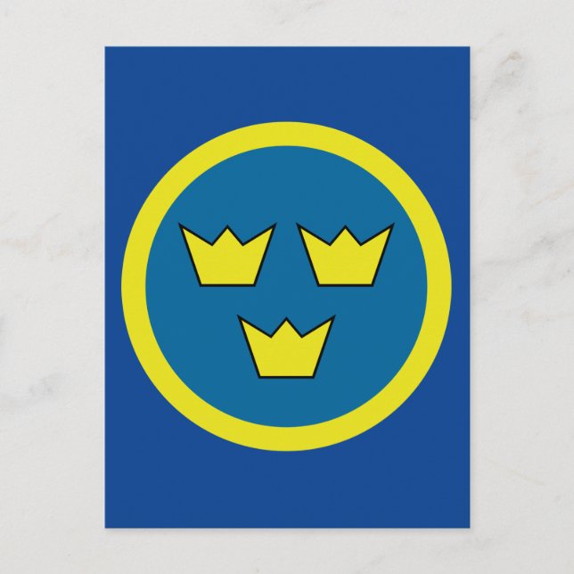 Cartão Postal Sueco Três Crowans (Frente)