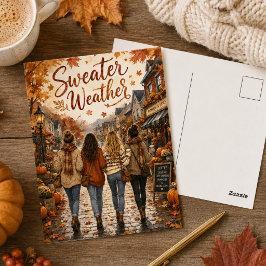 Cartão Postal Suéter de folhas de outono Vibrações de outono