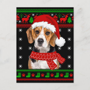 Cartão Postal Suéter Feio de Cachorro Beagle Natal Amante de Cac