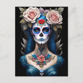 Cartão Postal Sugar Skull Art - Coloração do Dia de los Muertos