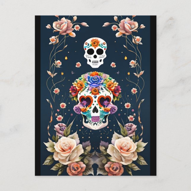 Cartão Postal Sugar Skull Art - Patrimônio Mexicano (Frente)