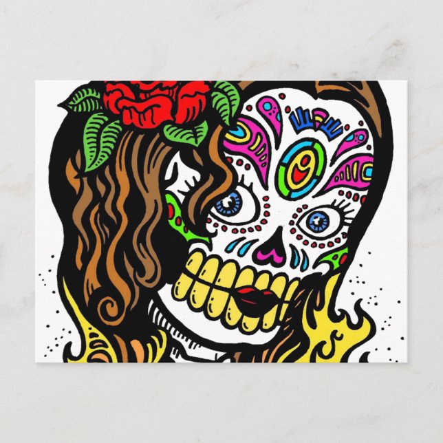 Cartão Postal Sugar Skull Girl (Frente)