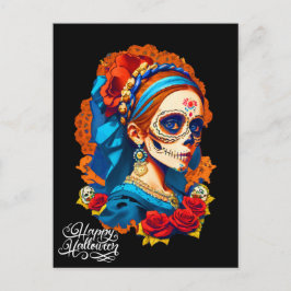 Cartão Postal Sugar Skull Halloween, Dia de los Muertos