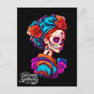 Cartão Postal Sugar Skull Halloween, Dia de los Muertos