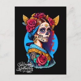 Cartão Postal Sugar Skull Halloween, Dia de los Muertos