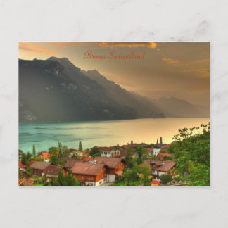 Cartão Postal Suiça Brienz & Lago Brienzersee & Alpes Suíços
