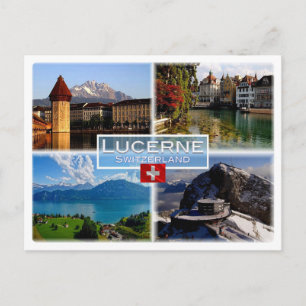 Cartão Postal SUIÇA CH - Luzerna - Ponte da Capela - Antiga Colu