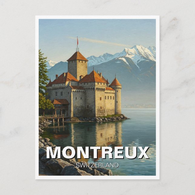 Cartão Postal Suiça de Montreux Chateau de Chillon (Frente)