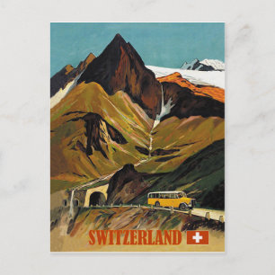 Cartão Postal Suiça de ônibus, colheita