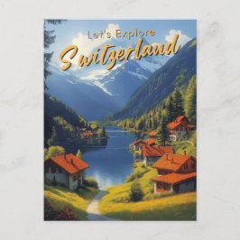 Cartão Postal Suiça de Viagem de Vintage