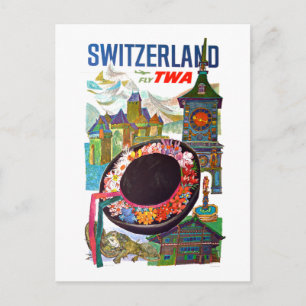 Cartão Postal Suiça de Viagem de Vintage