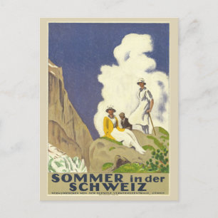 Cartão Postal Suiça de Vintage em Alpes Suíços Viagem de Verão