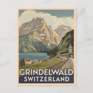 Cartão Postal Suiça Grindelwald Alps Retro