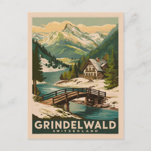 Cartão Postal Suiça Grindelwald Alps Retro