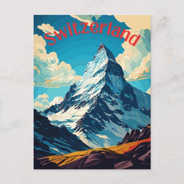 Cartão Postal Suiça Retro Matterhorn Mountain (Frente)