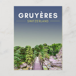 Cartão Postal Suiça Vintage Gruyeres