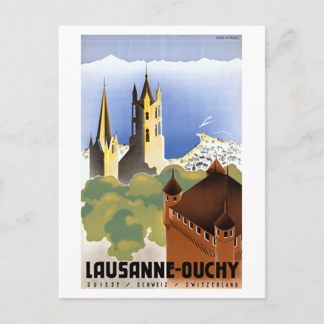 Cartão Postal Suiça Vintage Lausanne-Ouchy (Frente)