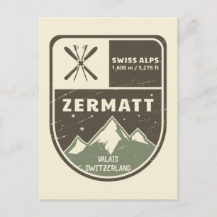 Cartão Postal Suiça Zermatt Swiss Alps Valais