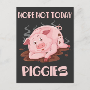 Cartão Postal Suíno giro-doce e preguiçoso Porco Engraçado Fazen