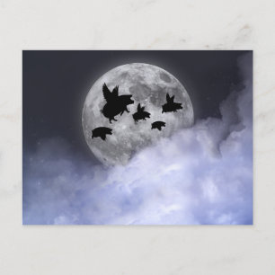 Cartão Postal Suínos voadores nocturnos