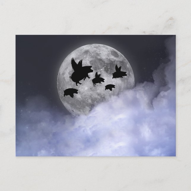 Cartão Postal Suínos voadores nocturnos (Frente)