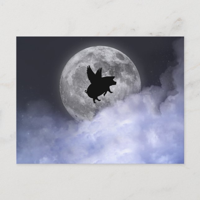 Cartão Postal Suínos voadores nocturnos (Frente)